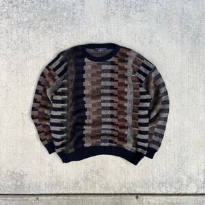 Tiger Stripped Geometric Cosby Sweater Patchwork Design